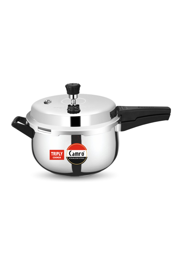 Triply Stainless Steel Dolphin Outer Lid Pressure Pan | ISI Certified | 5 Years Warranty