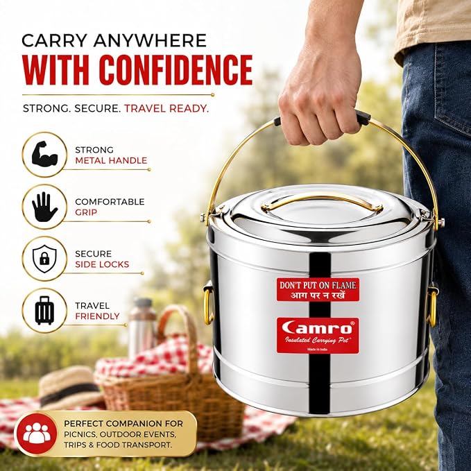 Camro Stainless Steel Insulated HotPot | Premium Quality | Food Grade Steel