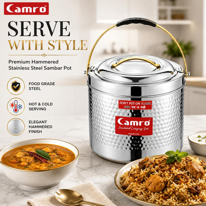 Camro Stainless Steel Insulated Hammered HotPot | Premium Quality | Food Grade Steel