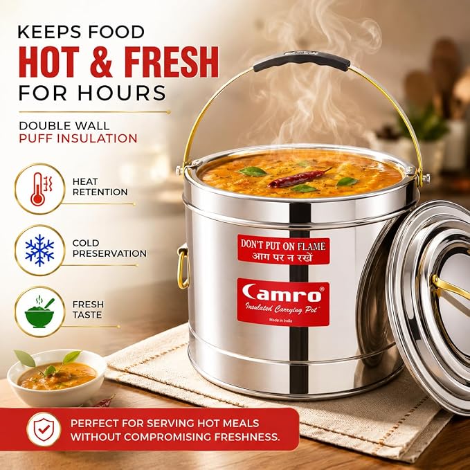 Camro Stainless Steel Insulated HotPot | Premium Quality | Food Grade Steel