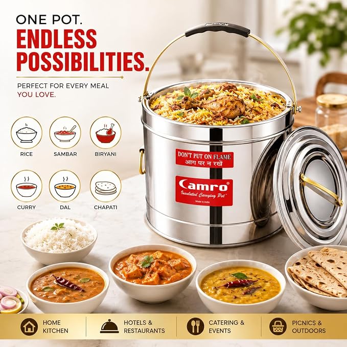 Camro Stainless Steel Insulated HotPot | Premium Quality | Food Grade Steel