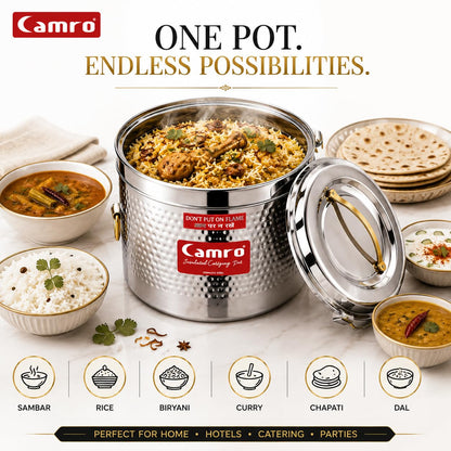 Camro Stainless Steel Insulated Hammered HotPot | Premium Quality | Food Grade Steel