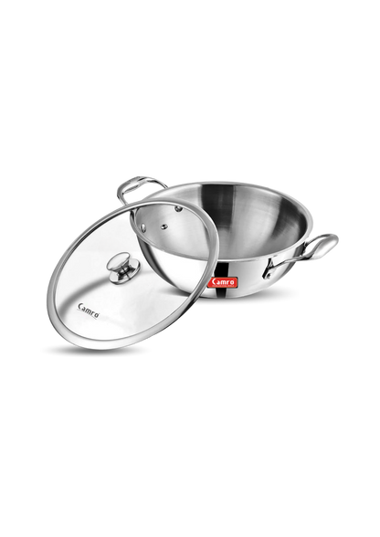 Camro Triply Stainless Steel Tasla - Induction Friendly, Premium Quality (6 Years Warranty)