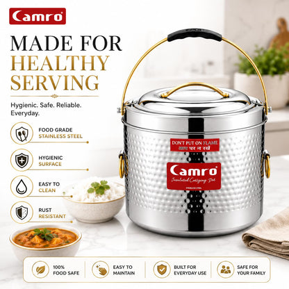 Camro Stainless Steel Insulated Hammered HotPot | Premium Quality | Food Grade Steel