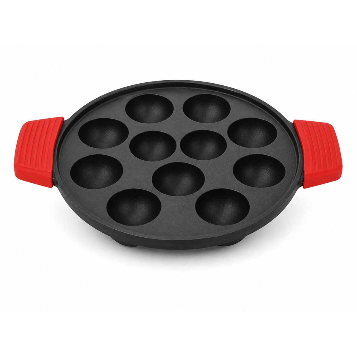 Camro Cast Iron Pre-Seasoned Paniyaram Pan/ Appe Pan with Silicon Grip - 12 PIT | Premium Quality, Naturally Nonstick, 100% Pure, Toxin-free