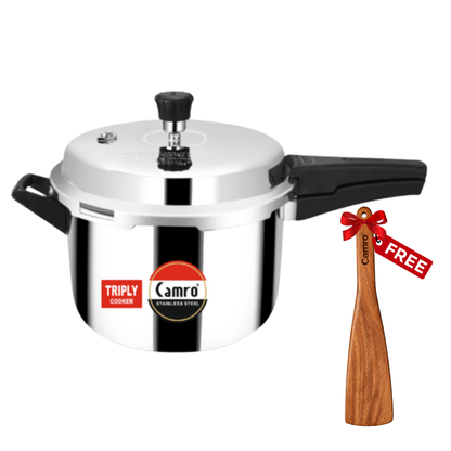 Camro Triply Outer Lid Pressure Cooker - ISI Certified | Induction Friendly | Premium Quality (5 Years Warranty)