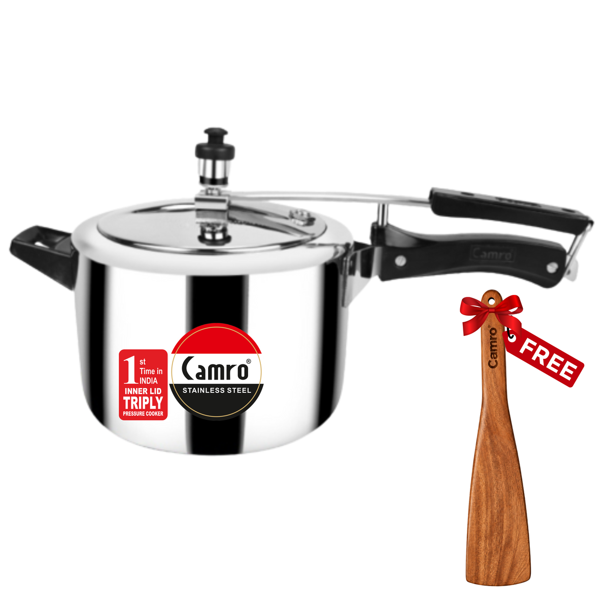 Camro Triply Inner Lid Pressure Cooker - ISI Certified | Induction Friendly | Premium Quality (5 Years Warranty)
