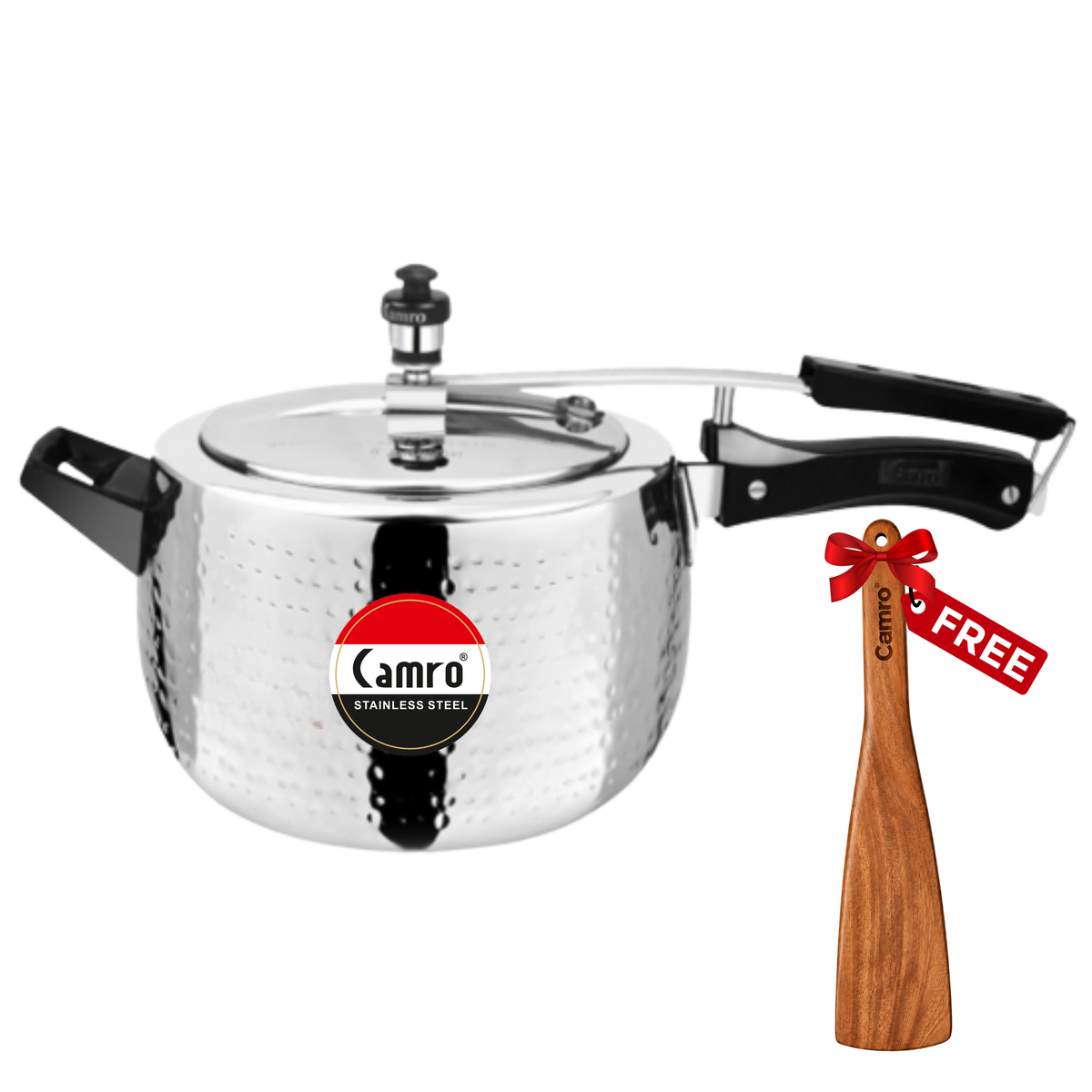 Camro Triply Hammered Inner Lid Handi Pressure Cooker - ISI Certified | Induction Friendly | Premium Quality (5 Years Warranty)