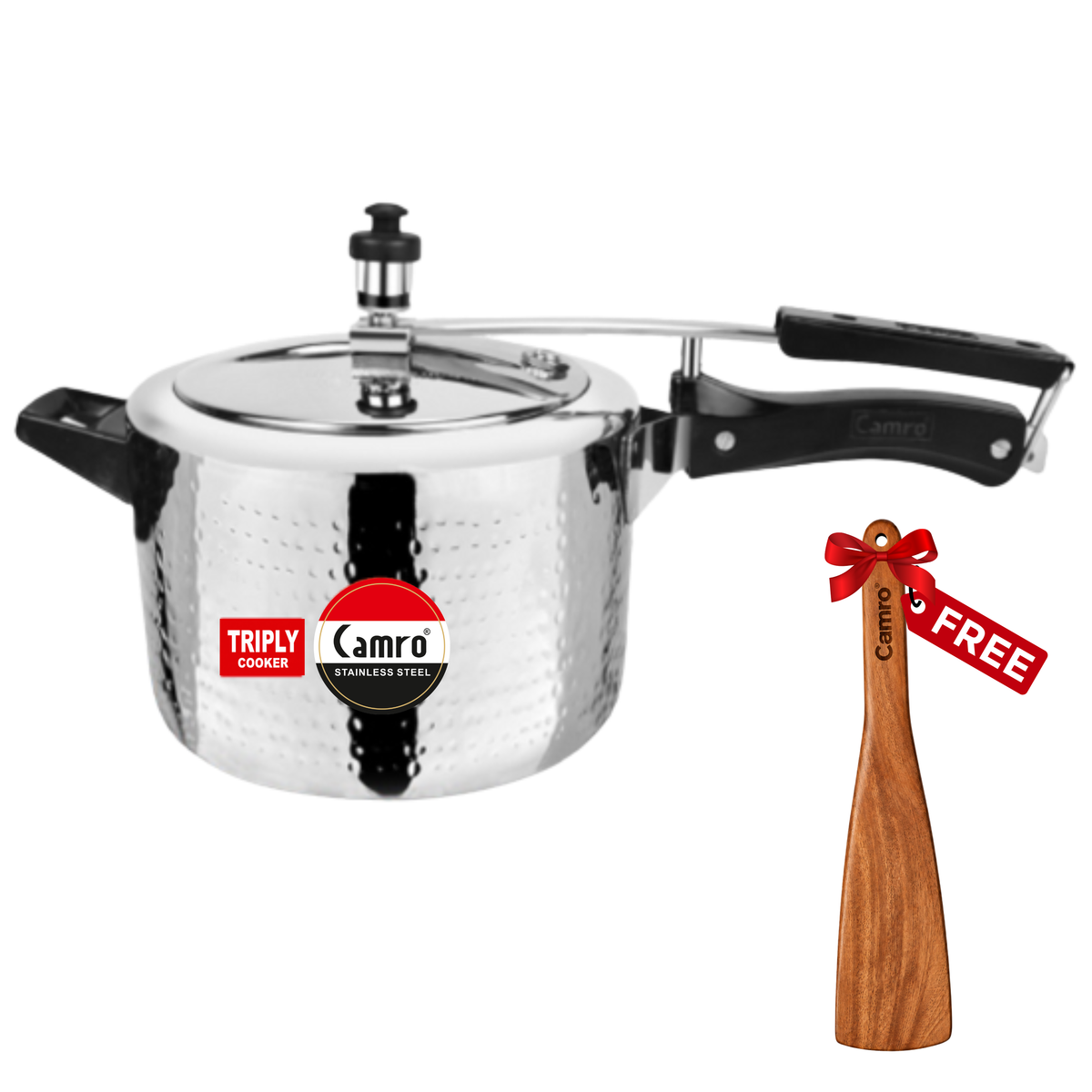 Camro Triply Hammered Inner Lid Pressure Cooker - ISI Certified | Induction Friendly | Premium Quality (5 Years Warranty)