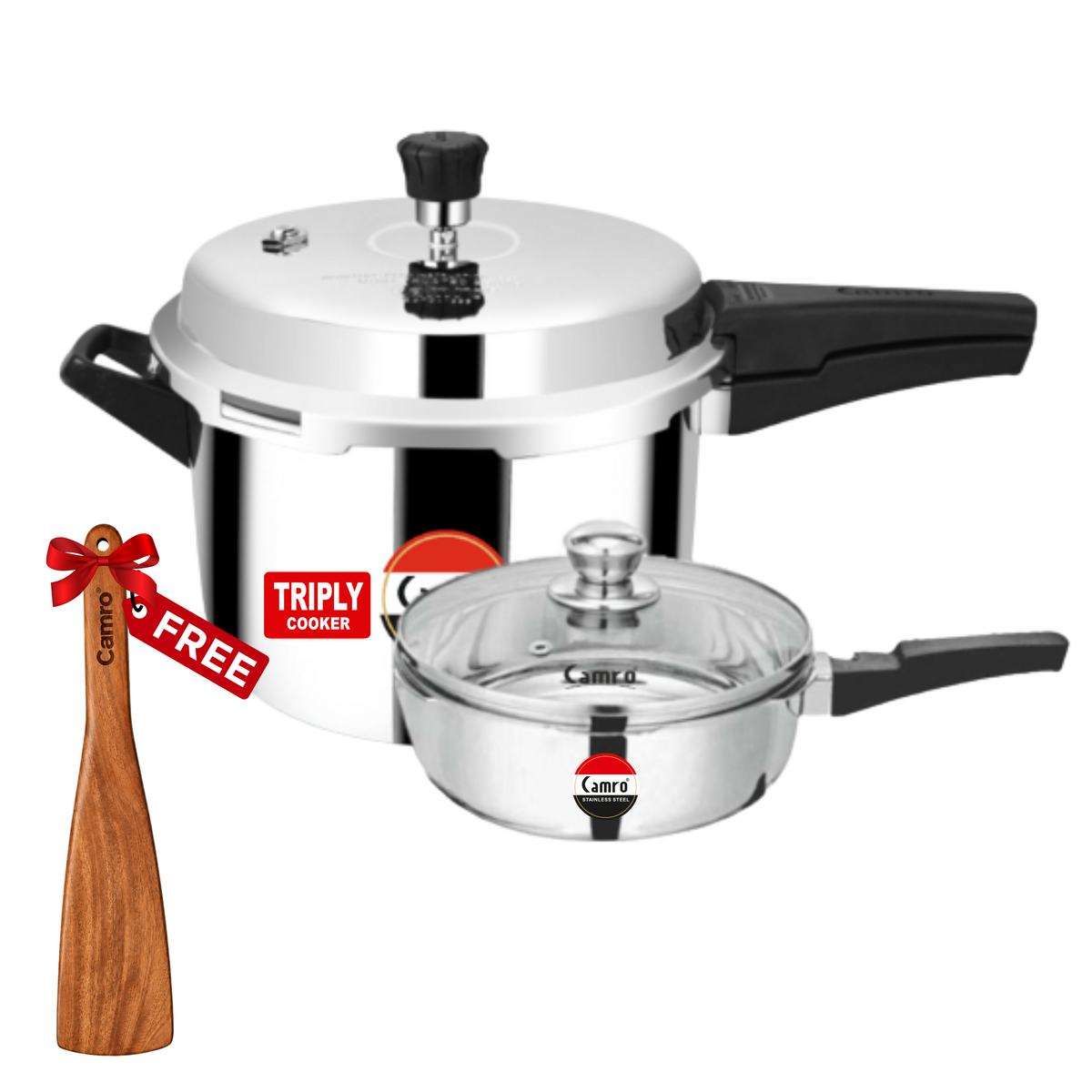 Camro Triply Outer Lid Pressure Cooker + Pressure Pan Combo - ISI Certified | Induction Friendly | Premium Quality (5 Years Warranty)